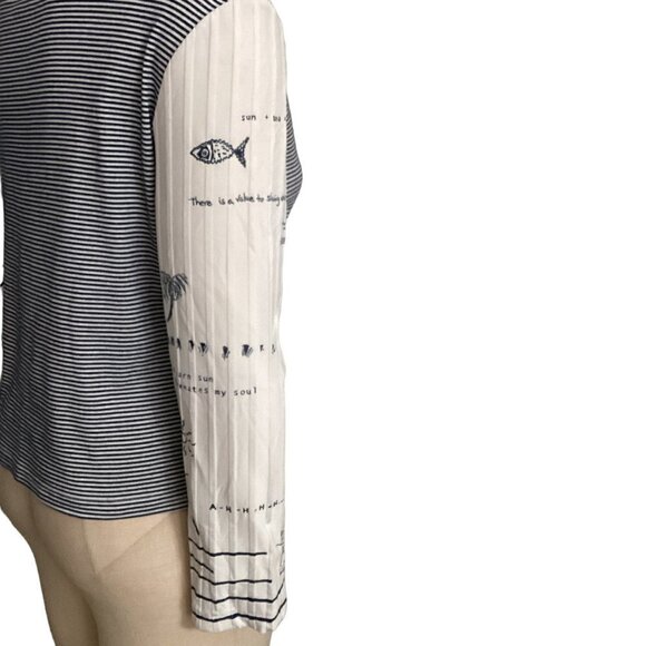 KD Spring Mixed Media Striped Nautical Long Sleeve Top Sz S #156G - Picture 6 of 15